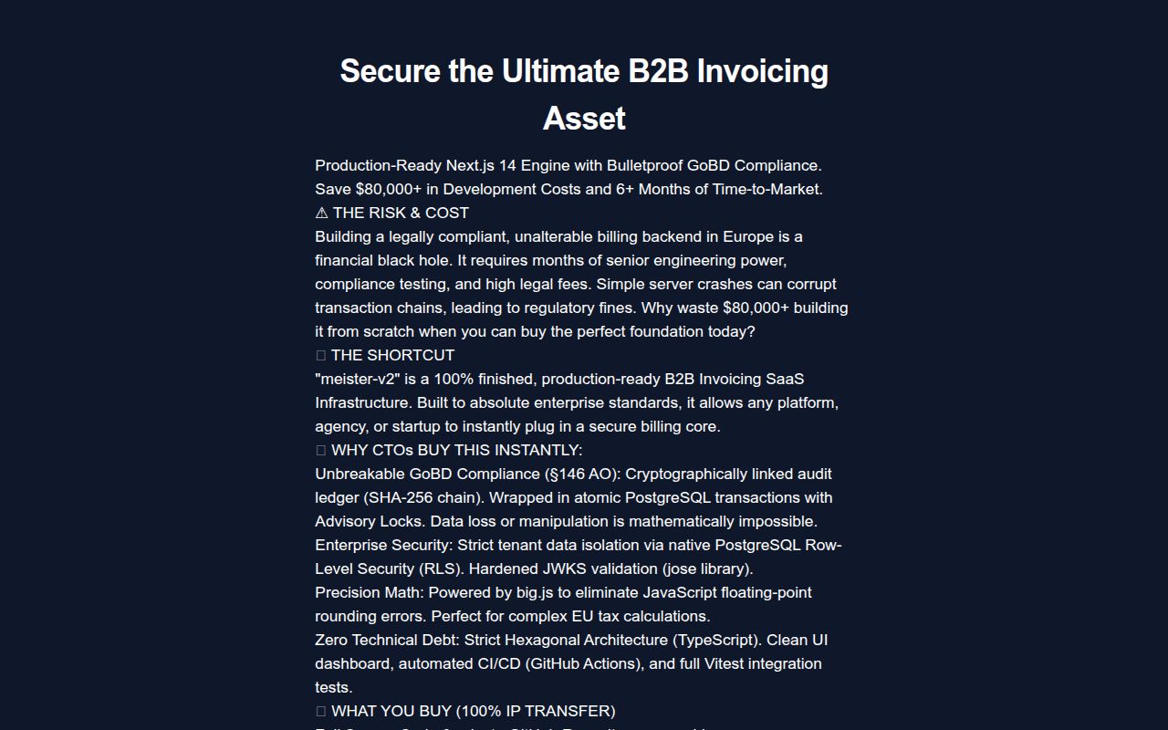 GoBD Invoicing Backend Asset